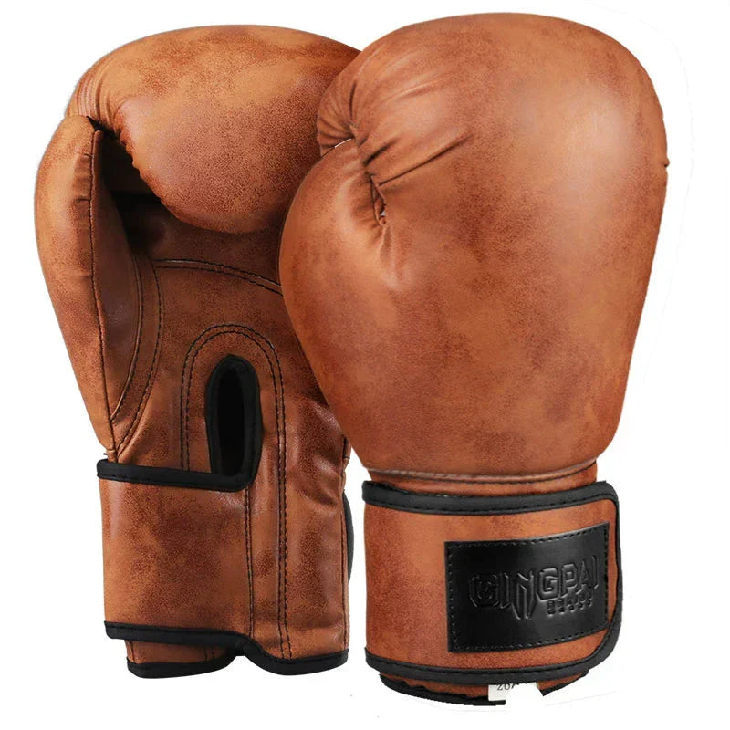 12oz Brown Leather Boxing Gloves by GearHead