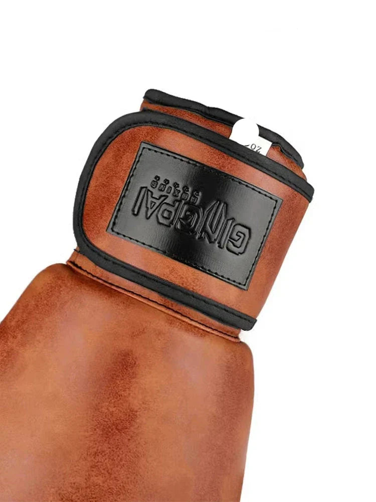 12oz Brown Leather Boxing Gloves by GearHead